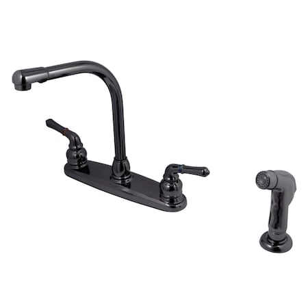 Kingston Brass NB750SP Water Onyx Centerset Kitchen Faucet, Black Stainless Steel NB750SP